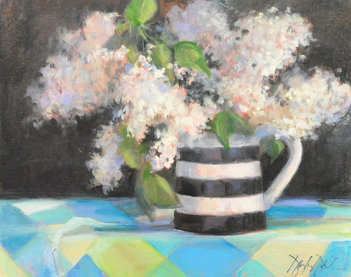 Lilacs in Striped Pitcher, #1858